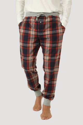 FLANNEL LOUNGE JOGGER - BLU/RED